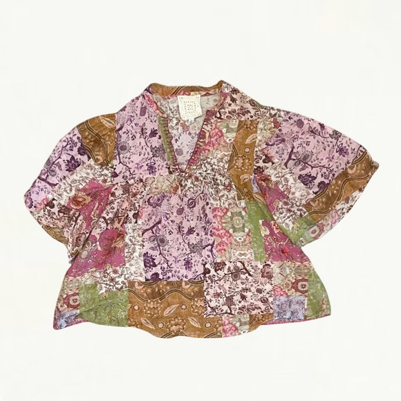 Johnny Was Bertha Top Flowy Bohemian Patchwork Shirt Size Medium - Picture 13 of 16